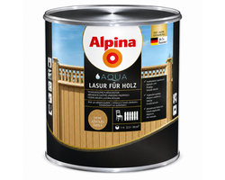 LAZŪRA MEDIENAI ALPINA AQUA HOLZLASUR 2.5L ĄŽUOLO SPALVOS