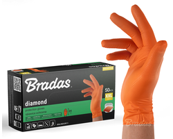 PIRŠTINĖS VIENKARTIĖS NITRILINĖS XXL DYDIS ORANŽINĖS DIAMOND