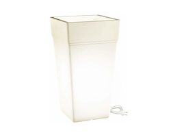 VAZONAS KVADRATINIS BIANCO 65CM. ŠVIEČIANTIS
