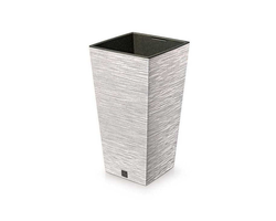VAZONAS PLASTIKINIS 35CM FURU SQUARE ECO WOOD BALTAS