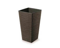 VAZONAS PLASTIKINIS 40CM FURU SQUARE ECO WOOD COFFEE