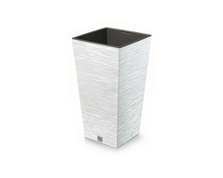 VAZONAS PLASTIKINIS 40CM FURU SQUARE ECO WOOD BALTAS
