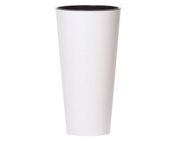 VAZONAS PLASTIKINIS 40CM TUBUS SLIM BALTAS