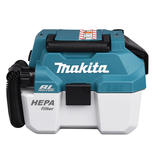 Makita DVC750LZ akumuliatorinis siurblys su HEPA filtru ir reguliuojama žarna