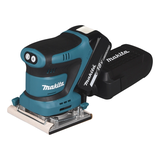 Makita DBO482Z šlifuoklio valdymo elementai ir ergonomiška rankena su neslystančiu paviršiumi