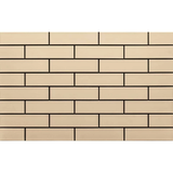 Kreminės spalvos klinkerinė sienų plytelė 6.5x24.5cm, demonstruojanti tekstūrą ir atspalvį