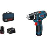 Bosch GSR 12V-15 akumuliatorinis gręžtuvas-suktuvas su dviem 2.0Ah akumuliatoriais