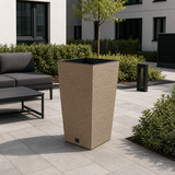 Plastikinis vazonas 40cm Furu Square ECO Wood Naturo spalvos su medienos drožlėmis