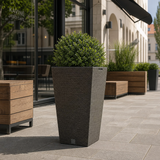 Plastikinis vazonas Furu Square ECO Wood 40cm kavos spalvos terasai